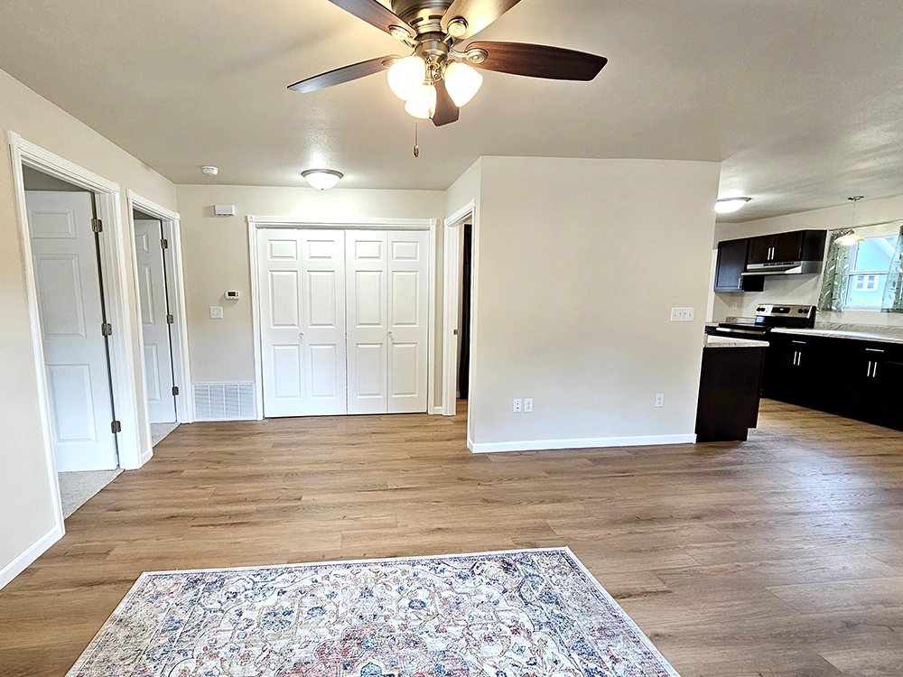 Beautiful and maintenance-free luxury vinyl flooring hall to utility room and bathroom